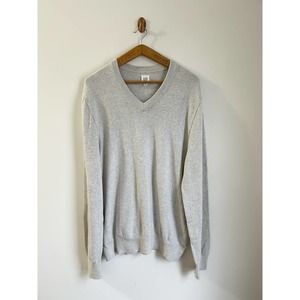 Gap Mens V-Neck 100% Merino Wool Pullover Sweater Gray Heather XL